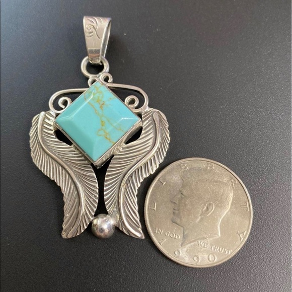 Large Sterling & Turquoise Pendant (Final Price) - Picture 1 of 5